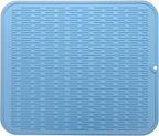 Silicone Dish Drying Mat for Multiple Usage,Easy clean,Eco-friendly,Heat-resistant Silicone Mat for Kitchen Counter or Sink,Refrigerator or Drawer Liner Light Blue 2XL 24 inches x 18 inches