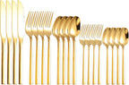 Mirror Silverware Set Gold Flatware Set with Hexagon Handle 20 Pieces 18/0 Stainless Steel Cutlery Set Wedding Housewarming Gift Service for 4 (Mirror gold)