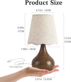 Wood Grain Small Table Lamp, Farmhouse Bedroom Lamps for Bedside Nightstand, Vintage Small Table Lamps for Small Spaces for Kitchen Counter, Home Office, Living Room, Kids Dorm, Bookshelf