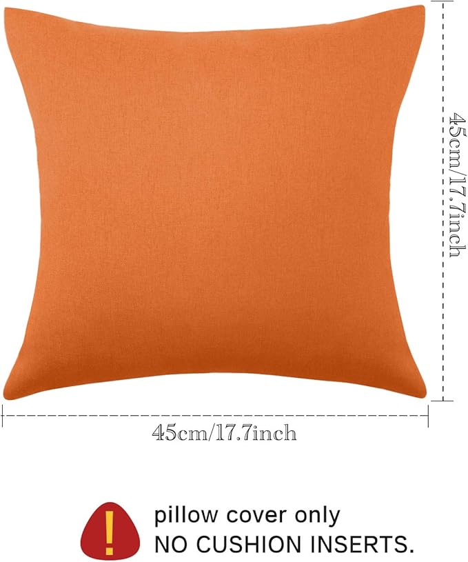 Boao 4 Pack Christmas Decorative Outdoor Waterproof Throw Pillow Covers Square Patio Balcony Garden Waterproof Cushion Case PU Coating Pillow Shell for Couch Bed Patio Sofa, 18 x 18 Inch(Orange)