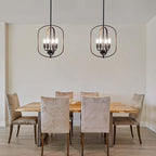 Modern Farmhouse Chandeliers for Dining Room Light Fixture 4 Light Adjustable Pendant Lights Kitchen Island Faux Wood Rustic Hanging Small Kitchen Chandelier for Entryway Living Room Foyer Hallway