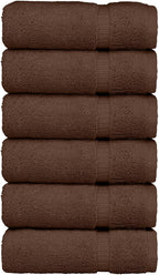 Luxury Hotel & Spa Quality, Quick Dry 100% Turkish Cotton 700 GSM, Eco Friendly Towel, for Bathroom, Gymand Kitchen Dobby Border Soft Hand Towel Set 16 X 30, Cocoa, Hand Towels - Set of 6