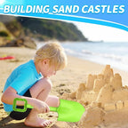 16" Beach Sand Shovels Toy for Kids, Garden Scoop Tool Kits, Sturdy Long Handheld Wooden Plastic Spade for Sand Digging, Summer Backyard (Blue Green)