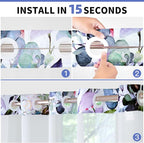QiyI No Hook Shower Curtain with Snap in Fabric Liner, Green Eucalyptus Shower Curtain with See Through Top Window, Waterproof Washable Cloth Ringless Shower Curtain Set for Bathroom, 72 x 75