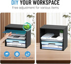 5-Tier Wood Desk Organizer, Paper Tray Organizer for Desk with Adjustable Storage Shelves, Desktop Paper Sorter Mail Holder for Office Home Classroom, Black