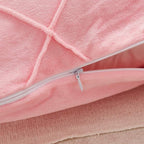 JAUXIO Diamond Pinch Pleated Crystal Velvet Pillowcases 2 Pack Solid Pintuck Throw Cushion Cover for Home Decor Hidden Zipper Closure (Pink, Standard)