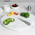 Koville Lighe Gray Marble Stone Cutting Board, Non-Stick Dough Pastry and Cutting Boards for Kitchen Counter, 16" Marble Cheese Board for Baking, Charcuterie, Trivet, Round Serving Slab for Countertop