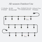Brightech Ambience Pro LED String Lights - 48 Ft Commercial Grade Patio Lights Outdoor Waterproof - Heavy Duty Porch String Lights for Backyard, Christmas - Dimmable Vintage Edison 1W 15 Bulbs,