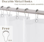 White Linen Long Shower Curtain 78 Inches Long Cloth Textured Fabric Shower Curtain Set with Hooks Water Repellent Simple Elegant Modern Farmhouse Country Bath for Bathroom 72x78 Inch
