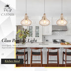 11" Amber Hammered Glass Pendant Light, Blown Glass Hanging Light Fixture with Brushed Nickel Finish, Vintage Modern Ceiling Light for Kitchen Island, Dining Room, Hallway, Living Room