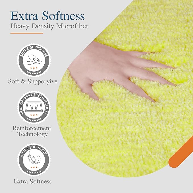 Walensee Bathroom Rug Non Slip Bath Mat (16 x 24, Yellow) Water Absorbent Soft Microfiber Shaggy Bathroom Mat Machine Washable Bath Rug Thick Plush Rugs for Shower