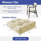 Outdoor Chair Cushions Set of 2, Patio Chair Cushions with Ties, 17x17+4” Tufted Outdoor Seat Cushions, Waterproof Patio Furniture Cushions, Outdoor Dining Chair Pads, Beige