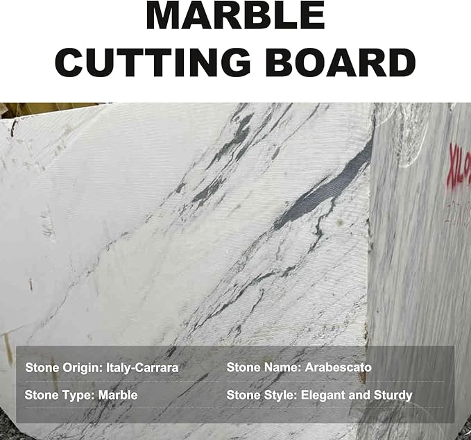 Koville Italian Natural Marble Cutting Board for Kitchen, 16x12inch Large Hand Crafted Marble Slab for Cheese, Charcuterie, Pastry Board - Wedding Gift, House Warming Gift
