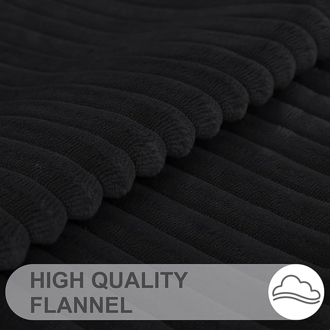 Simmore Decorative Fall Throw Pillow Covers 26x26 Set of 2, Soft Natural Plush Flannel Double-Sided Fluffy Couch Pillow Covers for Sofa Living Room, Black