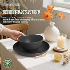 Wrova Wheat Straw Dinnerware Sets of 20,Alternative to Melamine dinnerware sets with Flatwares Dishwasher Safe,Lightweight and Unbreakable Camping Dishes for R.V.(Black)