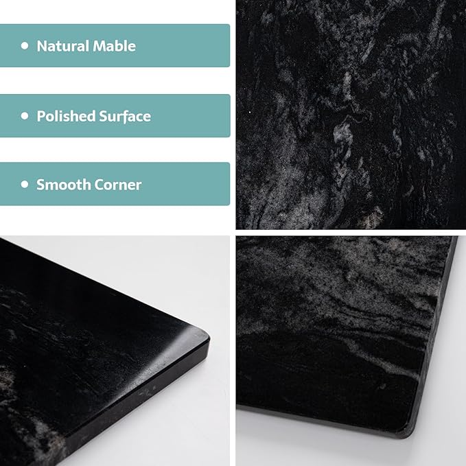Marble Pastry Board Black,16x16 Inch, Marble Cutting Board, Stone Slab for Kitchen