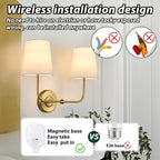 TERLEENART Battery Operated Double Wall Sconce, Cordless Rechargeable Battery Powered 2-Lights Fabric Sconces with Remote Control,Dimmable Sconce Wall Decor Lights for Vanity,Bedroom, Living Room