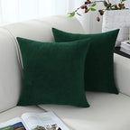 Jeneoo Hunter Green Decorative Throw Pillow Covers Soft Chenille Comfy Solid Couch Cushion Cover Decor (Set of 1, 24 x 24 Inches)