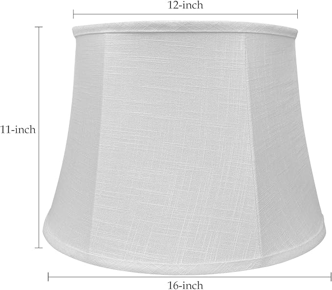 Tootoo Star Brown Large Drum Lamp Shade for Chandeliers Floor Light and Table Lamp,12x16x11" Spider,Fabric Natural Linen Hand Crafted (White)