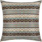 Boho Square Throw Pillow Covers Turquoise and Black - 20 x 20 Inches Decorative Kilim Pillows, Hippy Room Decor for Couch, Bohemian Outdoor Case for Farmhouse, for Sofa