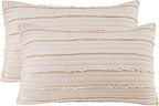 BOSOWOS Standard Size Pillow Shams Set of 2, Ultra Soft Breathable 20 x 26 Inches Pillow Case Envelope Closure, Microfiber Boho Farmhouse Pillowcases for Easy Care, Khaki