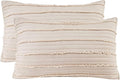 BOSOWOS King Size Pillow Shams Set of 2, Ultra Soft Breathable 20 x 36 Inches Pillow Case Envelope Closure, Microfiber Boho Farmhouse Pillowcases for Easy Care, Khaki