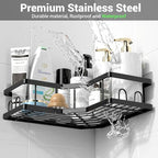 Corner Shower Caddy Bathroom Organizer Adhesive Shower Rack Bathtub Shelves - 3Pack No Drilling Shower Shelf - Rustproof Bath Tub Organizer
