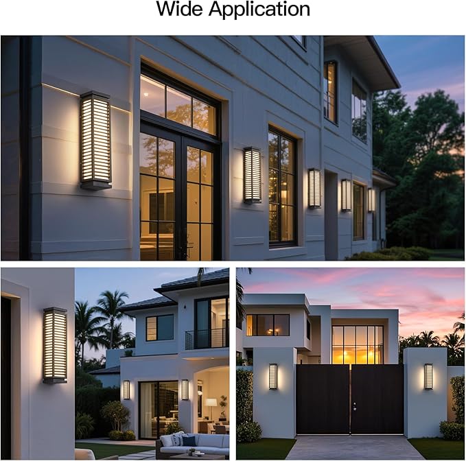 Outdoor Wall Lights, 23.6" Large Exterior Lighting Fixtures Waterproof, Modern Wall Mount Lamp Hard Wired 3000K LED Front Porch Lantern Garage Sconce for House Outside Patio Garden Fence Backyard