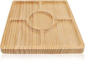 WILLKOMMEN Wood Divided Serving Tray, 11'' Square Tray Chip and Dip Platter, Serving Tray with 5 Sections for Appetizers & Snacks, Veggie Platter, Food Trays for Party