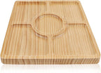 WILLKOMMEN Wood Divided Serving Tray, 11'' Square Tray Chip and Dip Platter, Serving Tray with 5 Sections for Appetizers & Snacks, Veggie Platter, Food Trays for Party
