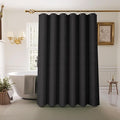 Inhousolu Boho Farmhouse Shower Curtain with Fabric Liner Set, Faux Linen Textured, 14 Metal Hooks Luxury Weighted Hem, Washable Wrinkle Free Bath Curtain for Hotel Bathroom 72" W x 84" L Black