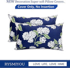 Decorative Throw Pillow Covers Set of 2 Blue Hydrangea Pillow Covers 12x20 inch Super Soft Short Plush Square Floral Throw Pillows,Farmhouse Outdoor Pillow Covers for Couch Living Room