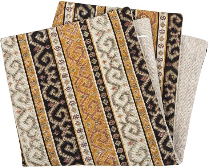 Decorative Retro Throw Pillow Covers Mustard Yellow and Black Kilim - 18 x 18 Inches Pillows, Boho Room Decor for Couch, Bohemian Square Case for Farmhouse, Ethnic, for Window Seat