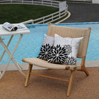 Black Grey Floral Pillow Covers 16x16 Set of 2 Outdoor Waterproof White Colored Decorative Throw Pillows Summer Pillowcase Polyester Cushion Case Decor for Couch Patio Funiture Garden Porch 01L16