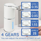 Foaming Soap Dispenser, Automatic Soap Dispenser, 13.5oz/400ml Automatic Soap Dispenser Touchless, USB Rechargeable 4 Level Adjustable Electric, for Bathroom, Kitchen,Hotel