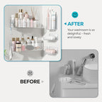 Nieifi Adhesive Wall Shelf, Shower Sheves 5 Pack with Soap Holder, Shower Organizer for Bathroom Organization, Clear