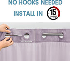 Lavender Long No Hook Shower Curtain with Snap in Liner,230GSM Waffle Weave Shower Curtains for Bathroom,71W x 86H