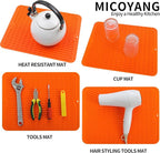 Silicone Dish Drying Mat for Multiple Usage,Easy clean,Eco-friendly,Heat-resistant Silicone Mat for Kitchen Counter or Sink,Refrigerator or drawer liner Orange L 16 inches x 12 inches