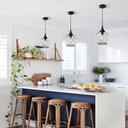 Pendant Lights Kitchen Island: Matte Black Light Fixture Farmhouse with Clear Glass - 10 Inch Mid Century Globe Kitchen Lighting Fixtures Ceiling for Dining Room
