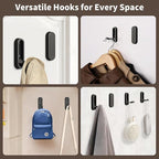 4Pcs Foldable Wall Hooks, Zinc Alloy Folding Hook Black, Heavy Duty Folding Coat Hooks Wall Mounted for Hanging Coat Towels Bags Keys (Black, 4 Pack)