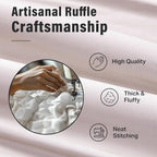 Seasonwood Beige Shower Curtain 84inch Ruffle Long Shower Curtain Cream Shower Curtains Shabby Chic Farmhouse Style Girly Shower Curtains
