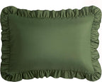 KKJIAF Ruffle Body Pillow Cases Set of 1, Ruffled Pillow Covers with Envelope Closure, Body Pillowcases Size of 20" x 54", Ruffled Long Pillow Shams, Olive Green
