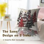 Christmas Trees Throw Pillow Covers 20x20 Set of 2,Red Black Buffalo Plaid Xmas Tree Decorative Pillow Cases Cushion Cover for Farmhouse Bed Couch Living Room Outdoor Car