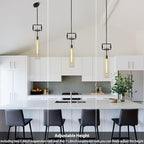 Modern Black Pendant Lights Set of 2, 21.6'' kitchen pendant lighting over island, Indoor Adjustable Height Glass Pendant Light Fixtures, Large Pendant Lights Kitchen Island, E12 Bulb Included