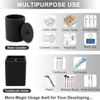 Resin Matte Black Bathroom Accessories Set of 5, Lotion Soap Dispenser, Bathroom Organizer Accessory, Toothbrush Holder, Self Draining Soap Dish and Bathroom Tumbler for Modern Home Decor