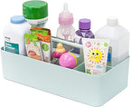 New Plastic Portable Makeup Organizer Caddy Tote Divided Basket Bin with Handle, for Bathroom Storage - Holds Blush Makeup Brushes, Eyeshadow Palette, Lipstick - Extra Large Made In USA (Mint)