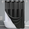 Black Shower Curtain with Liner - 230GSM Waffle Textured Heavy Duty Shower Curtains for Bathroom,71W x 74H