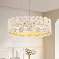 Modern 24" Flower Glass Chandelier Luxury Gold 8 Lights Ceiling Pendant Light Fixture for Living Dining Room Foyer Entryway Kitchen Bedroom, E12