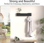 Coat Rack Wall Mount with Hidden Hooks Entryway Hanging Shelf Modern Wood Coat Hanger for Bedroom Kitchen Hallway Bathroom (Black,20.9 Inch Long)