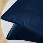 VAKADO Throw Pillow Covers 20x20 Set of 2 Dark Blue Velvet Decor Decorative Couch Cushion Euro Pillowcases with Fringe Home Bed Decoration for Sofa Bedroom Office